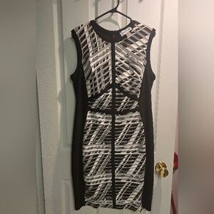 Joseph Ribkoff Black and White Geometric Design Dress